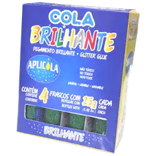 COLA BRILHANTE APLICOLA VERDE 25G C/4