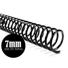 ESPIRAL DE 07MM C/100 PRETO P/25 FLS