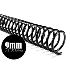 ESPIRAL DE 09MM C/100 PRETO P/50 FLS