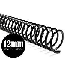 ESPIRAL DE 12MM C/100 PRETO P/70 FLS