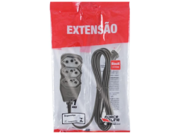 EXTENSAO 3 TOMADAS SLIM TRIPOLAR  PRETO 1,0M