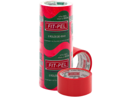 FITA AUTO ADES P/ EMBALAGEM 48MMX40M VERMELHO C/5