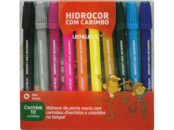 HIDROCOR E CARIMBO ESTOJO C/ 10 CORES