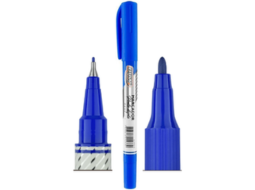 MARCADOR PONTA DUPLA AZUL C/12