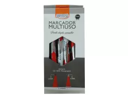 MARCADOR PONTA DUPLA  VERMELHO C/12