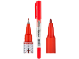 MARCADOR PONTA DUPLA VERMELHO C/12