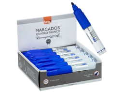 MARCADOR QUADRO BRANCO RECARREG C/REFIL AZUL CX/12