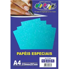 PAPEL GLITTER AZUL NEON A4 180G C/5 FLS