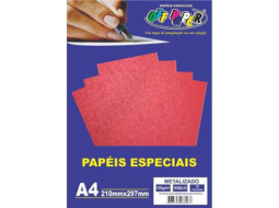 PAPEL METALIZADO VERMELHO A4 150G 15 FLS