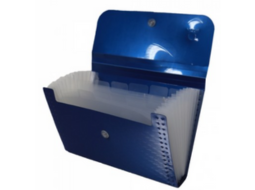 PASTA PP SANFONADA A6 C/12DIV SB06 METALL AZUL