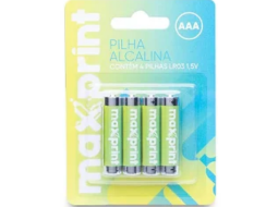 PILHA ALCALINA MAXPRINT AAA PEQUENA 1,5V BT C/4 CX/12BL