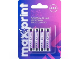 PILHA COMUM MAXPRINT AAA PEQUENA 1,5V BT C/4 CX/12BL