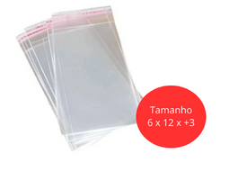 SACO ADESIVADO TRANSPARENTE 6x12+3 ABA C/100