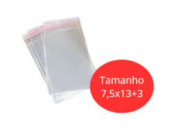SACO ADESIVADO TRANSPARENTE 7,5x13+3 ABA PC C/100