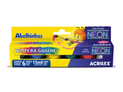 TEMPERA GUACHE NEON 15ML C/6CORES PC/6CX
