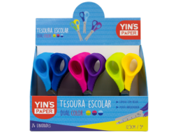 TESOURA ESC DUAS CORES S/PONTA 5  - 12,5CM C/24