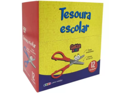 TESOURA ESCOLAR 13CM INOX CABO COLORIDO C/12