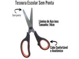 TESOURA ESCOLAR SOFT INOX 140MM CABO EMBORRAC.