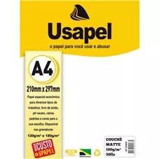 USAPEL COUCHE MATTE 180G/M2 210X297MM(A4) 50 FLS